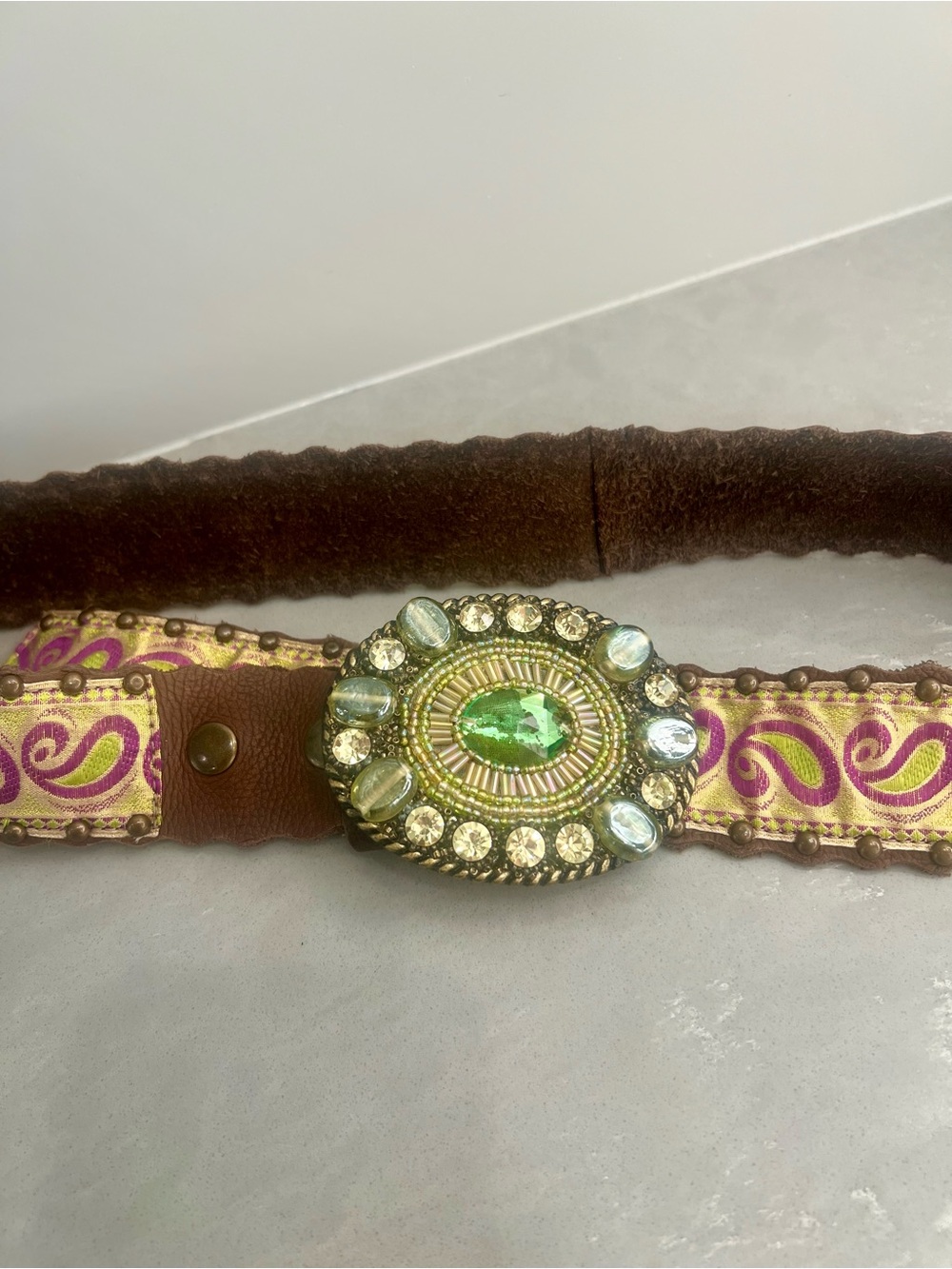 Leather Rock:  Embellished Genuine Leather Studded Belt-NO FLAWS